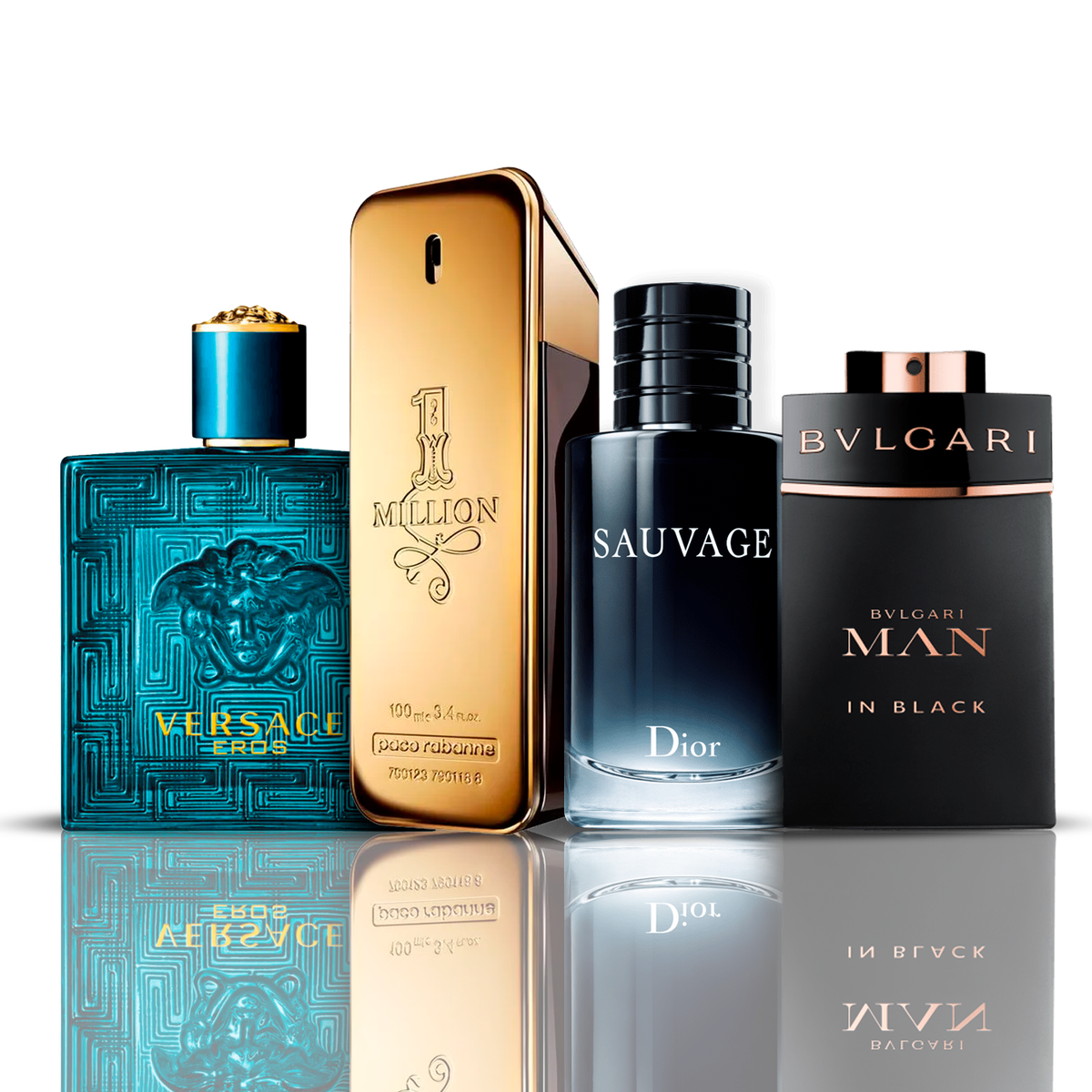 Set od 4 parfema | Eros Versace + One Million Paco Rabanne + Bvlgari Man in Black + Sauvage Dior 100 ml