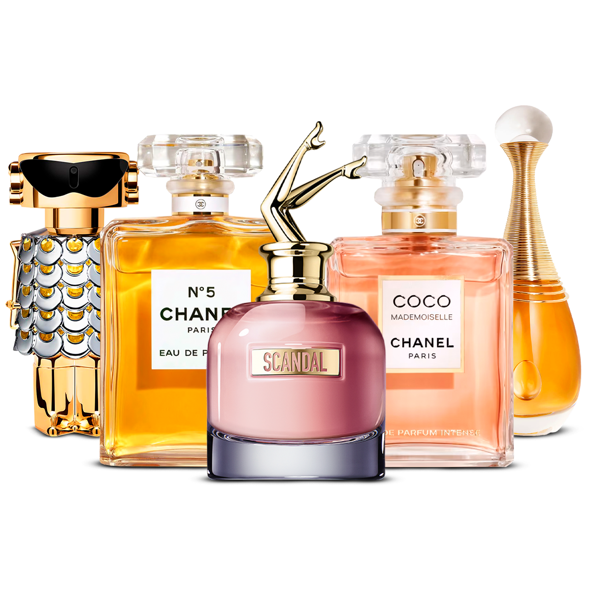 Set od 5 parfema – Fame, Chanel Nº5, Scandal, Coco Mademoiselle i J'adore [100 ml svaki]