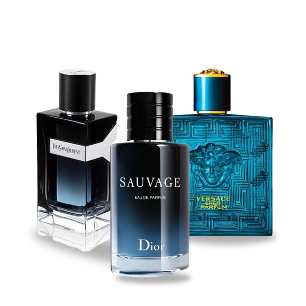 Set od 3 parfema |  Dior SAUVAGE, Yves Saint Laurent Y MEN, Versace EROS 100 ml