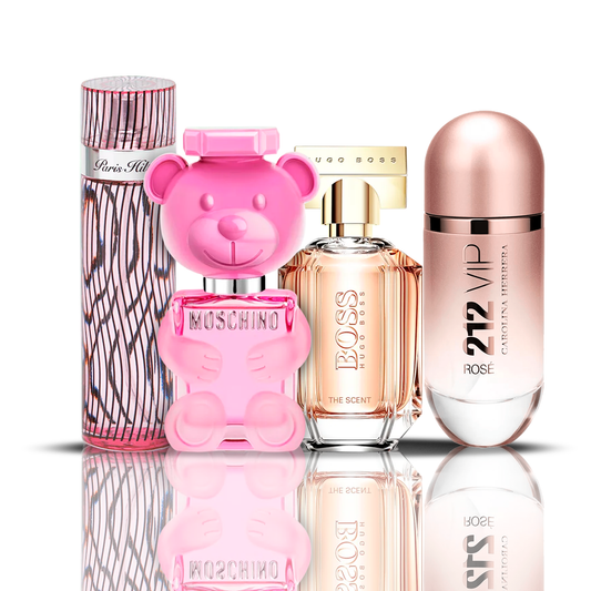Set od 4 parfema | 212 VIP Rose + Moschino Bubble Gum + Hugo Boss The Scent + Paris Hilton 100 ml